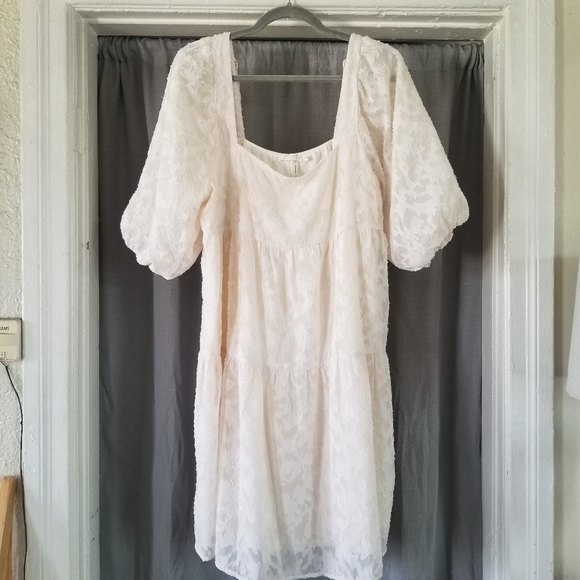 Lush | Tiered Lace Ivory Mini Dress - Picture 1 of 10